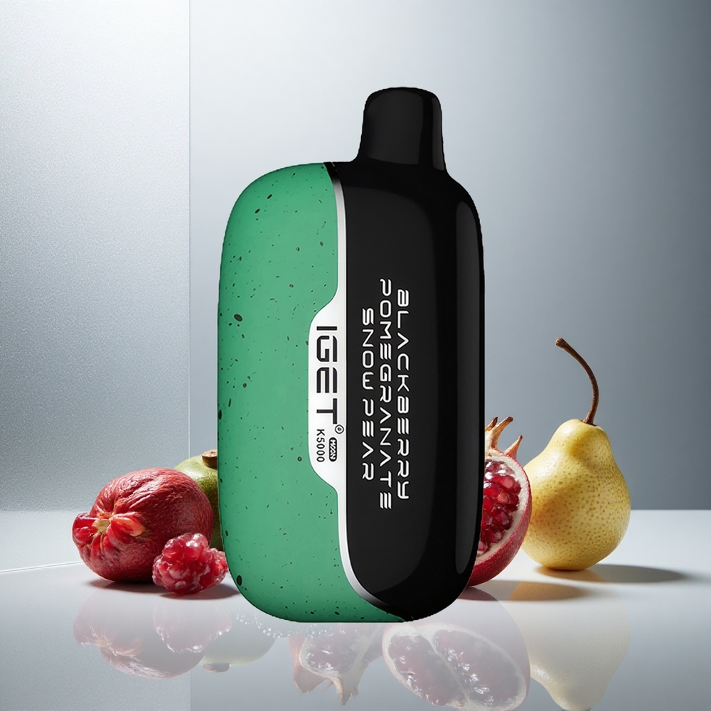 IGET Moon K5000 Puffs Enkratna E-cigareta (5000 vdihov, 81,5 g) Borovnica Granat Snežna Hruška