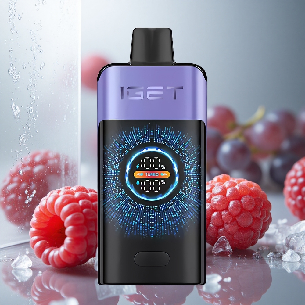 IGET ONE 12000 Pufi Enkratna e-cigareta Malina Grozdje Led z 2700 mAh Baterijo in Velikim Pobočnim Barvnim Zaslonom