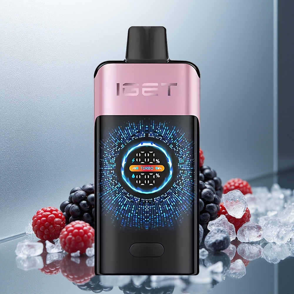 IGET ONE 12000 Pufs Enkratna E-cigareta Črni Jagodi Led s 2700 mAh Baterijo in Velikim Ukrivljenim Barvnim Zaslonom