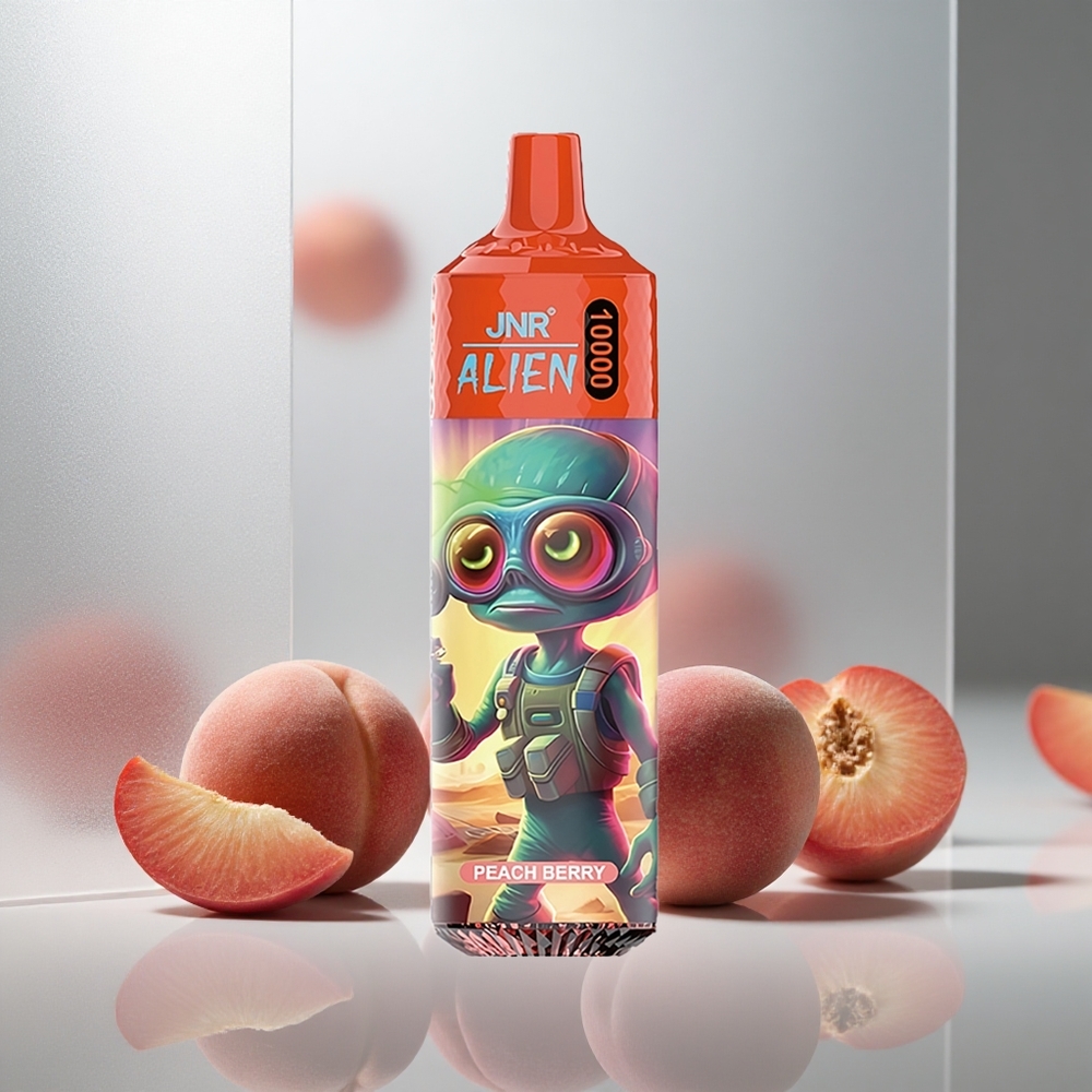 JNR Alien 10000 Puffs Enkratna E-cigareta Breskva Jagoda z 850mAh Baterijo in RGB Lučmi