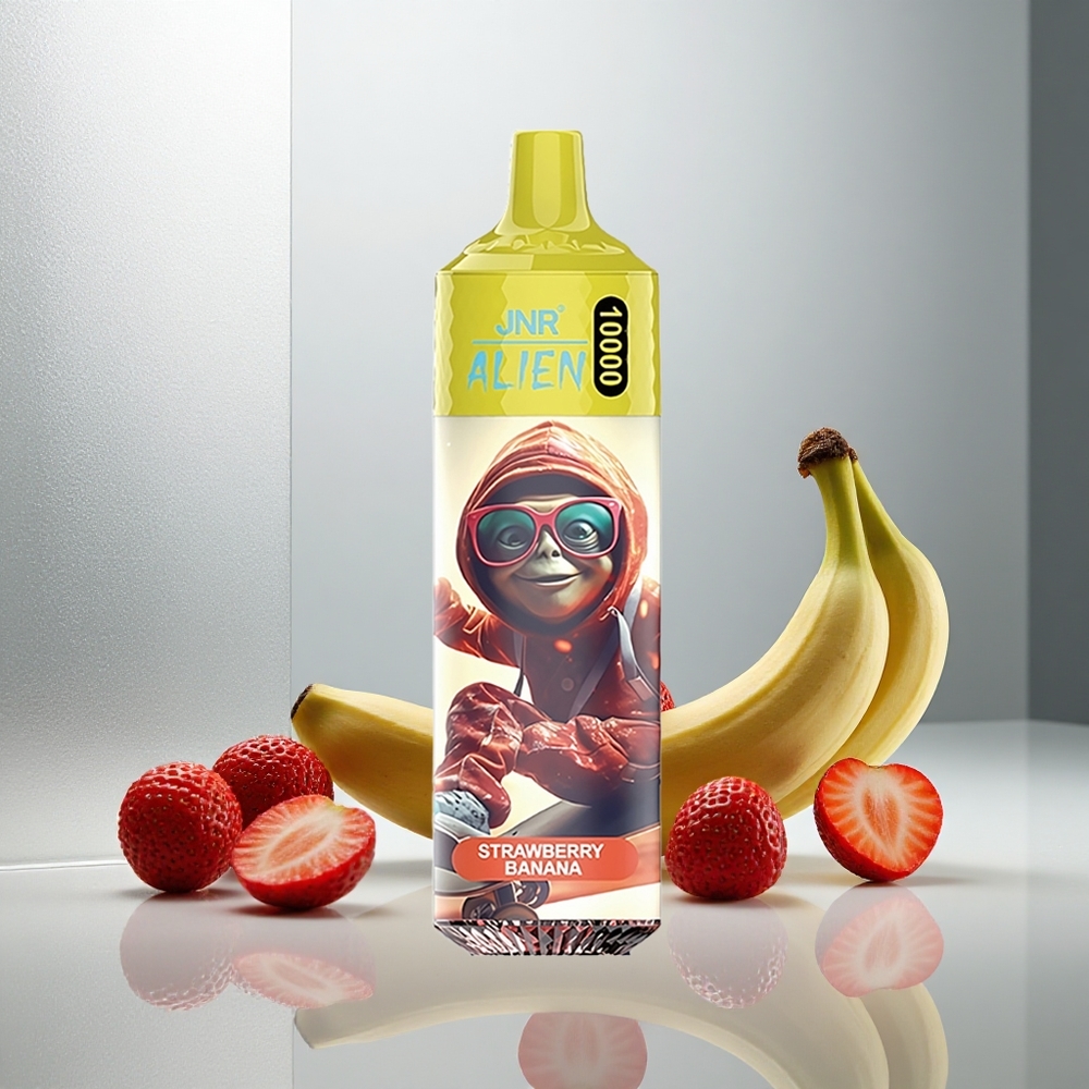 JNR Alien 10000 Puffs Enkratna E-cigareta Jagoda-Banana z 850mAh Baterijo in LED (RGB) Lučmi