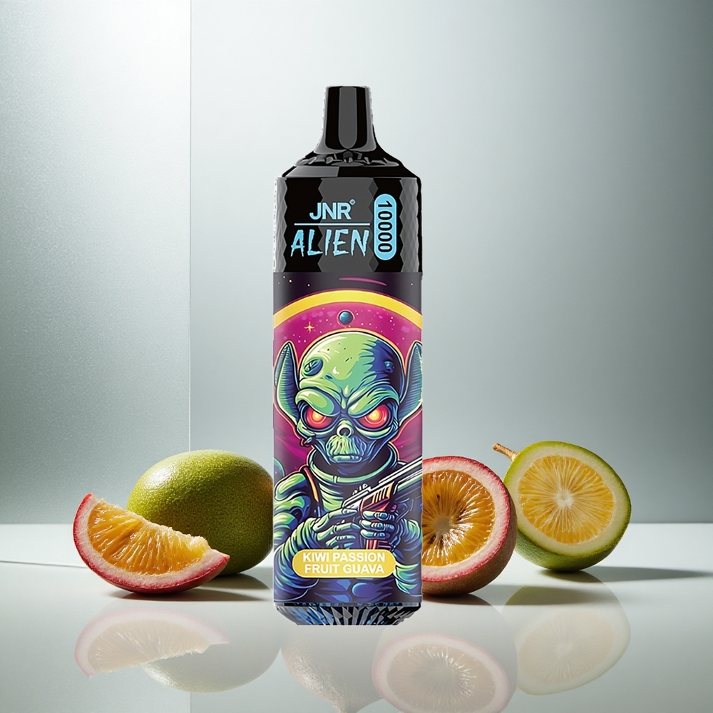 JNR Alien 10000 Puffs Enkratna E-cigareta Kiwi Pasijonka Guava z 850mAh Baterijo in RGB Lučmi