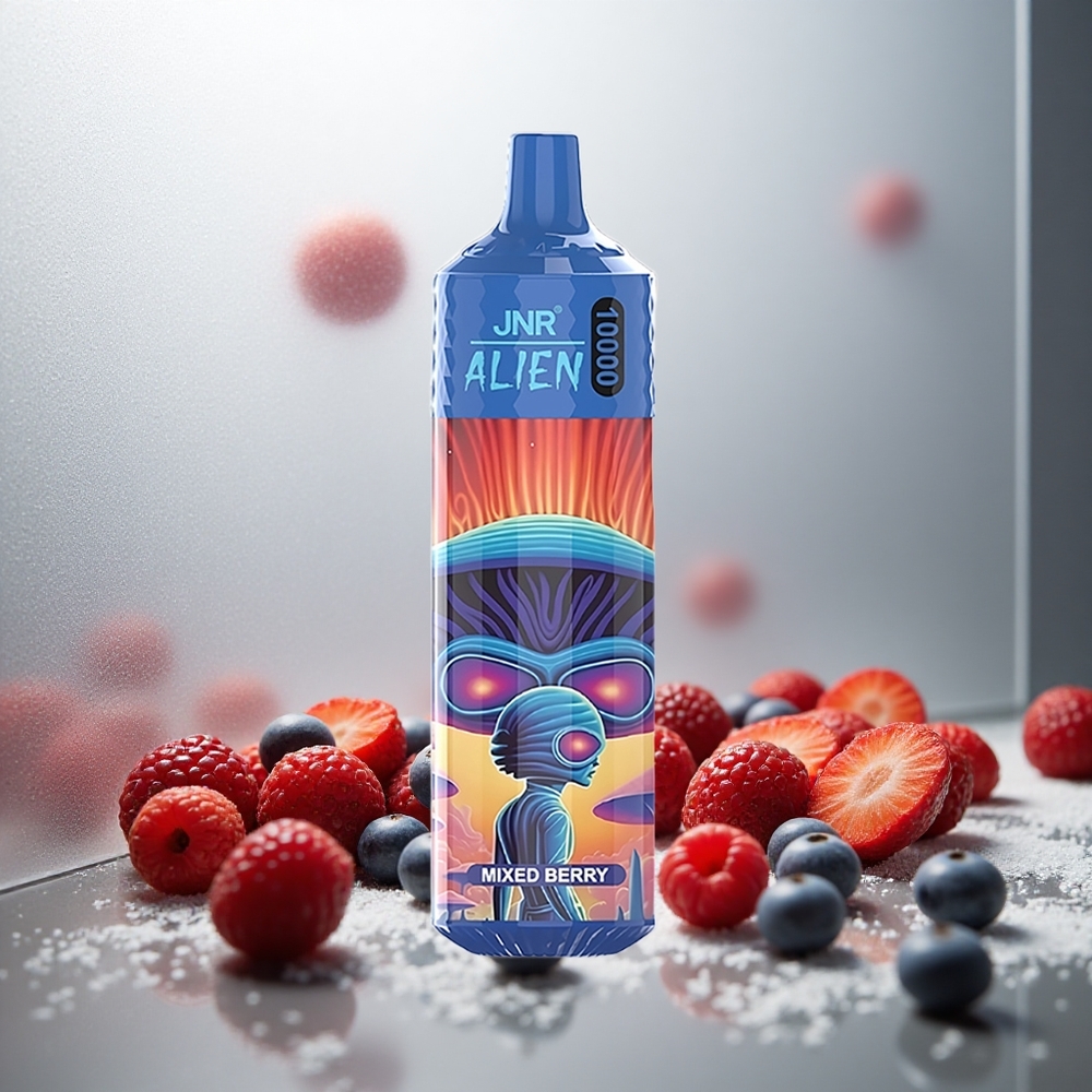 JNR Alien 10000 Puffs Enkratna E-cigareta Mešane Jagode z 20ml E-tekočine in LED (RGB) lučmi