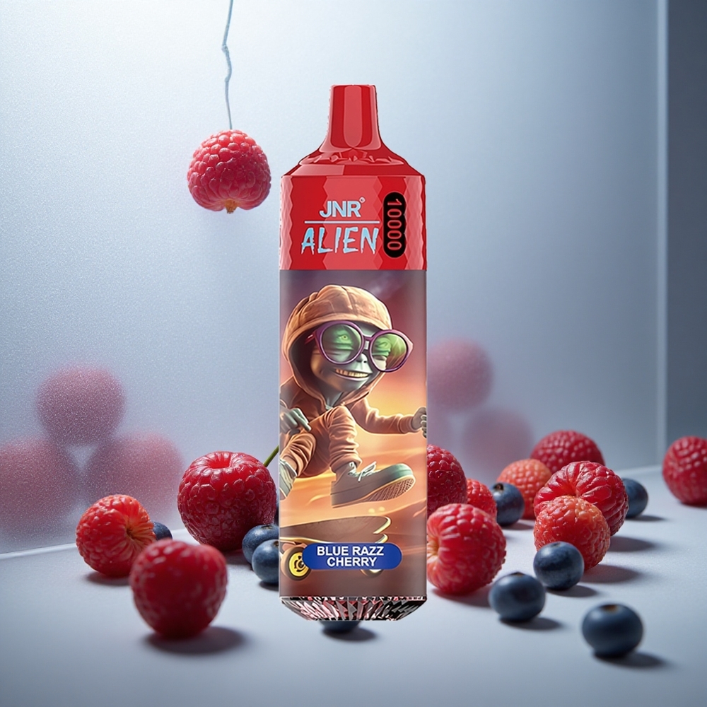 JNR Alien 10000 Puffs Enkratna E-cigareta Modra Malina Češnja z 20ml E-tekočine in RGB LED