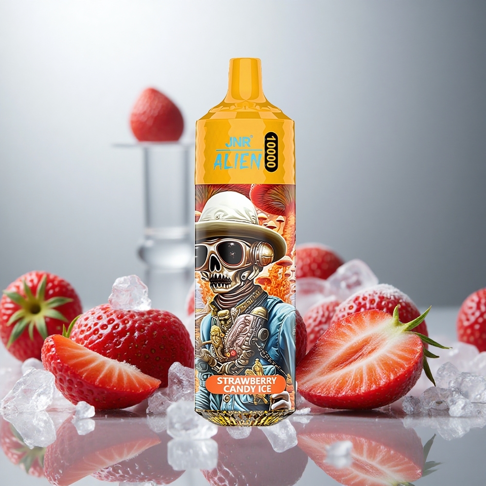JNR Alien 10000 Puffs Enkratna e-cigareta Jagodni Bonbon Led z 850mAh baterijo in RGB lučmi