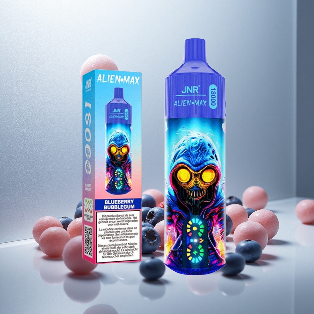 JNR Alien Max 18000 Puffs Enkratna E-cigareta Borovnični Bubblegum s Smart LED Display in Type-C Hitrim Polnjenjem