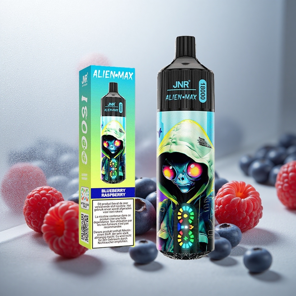 JNR Alien Max 18000 Puffs Enkratna E-cigareta Borovnica Malina s Pametnim LED Zaslonom in 850mAh Baterijo