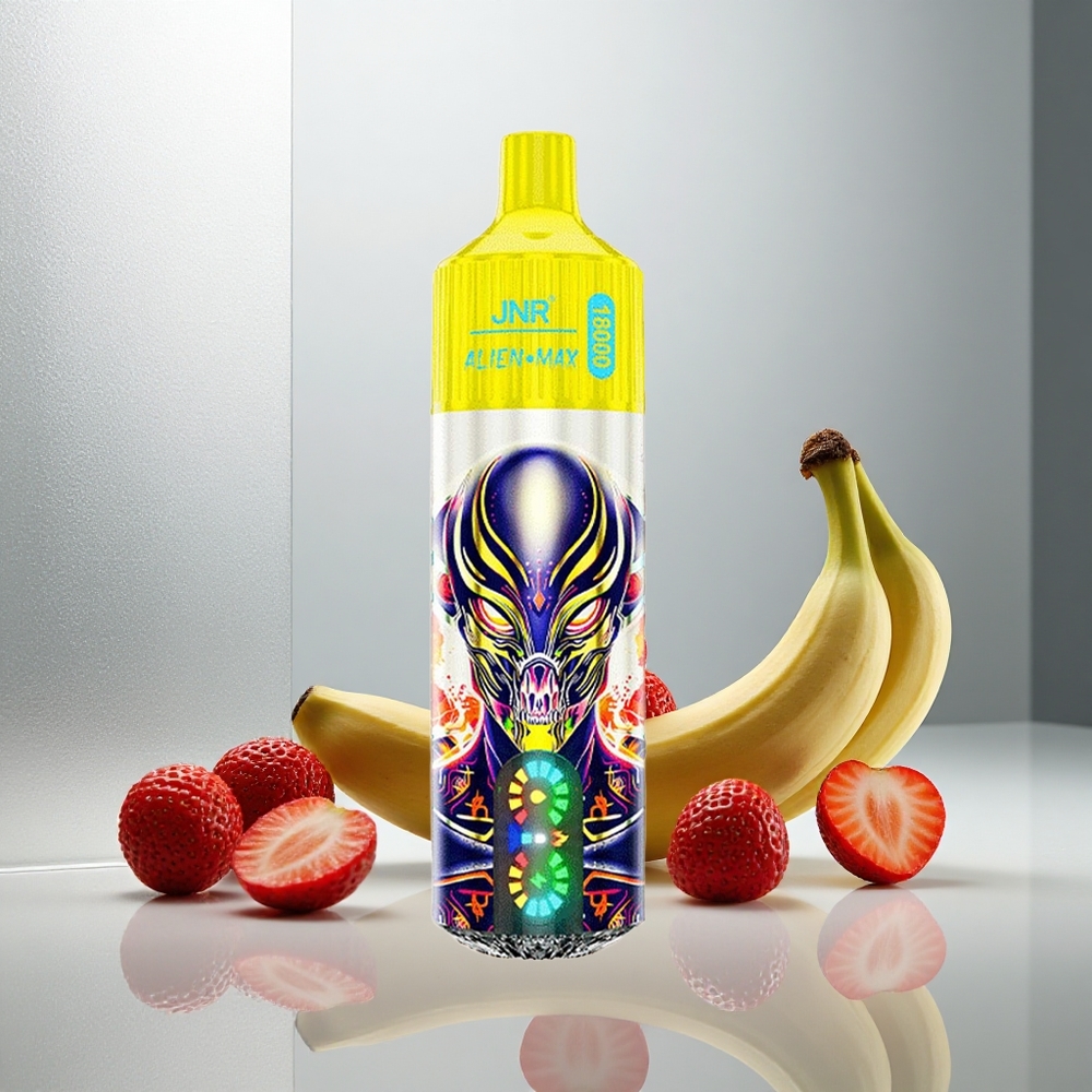 JNR Alien Max 18000 Puffs Enkratna E-cigareta Jagoda Banana s Smart LED zaslonom in 850mAh baterijo