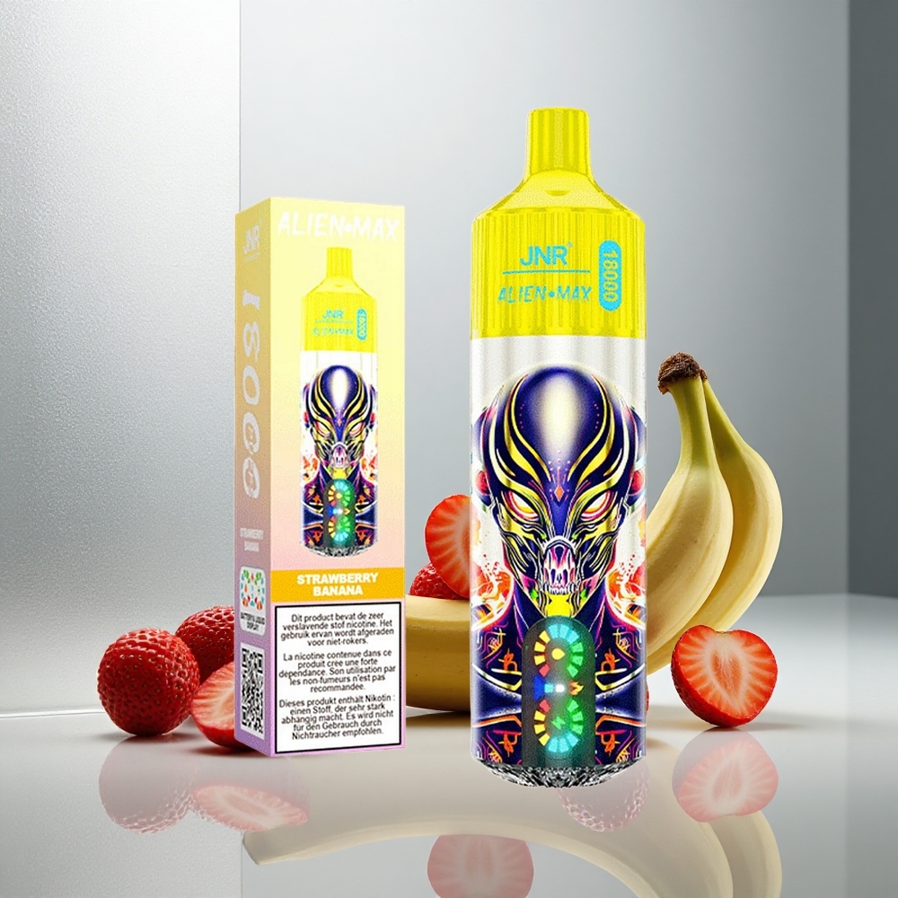 JNR Alien Max 18000 Puffs Enkratna E-cigareta Jagoda Banana s Smart LED zaslonom in 850mAh baterijo