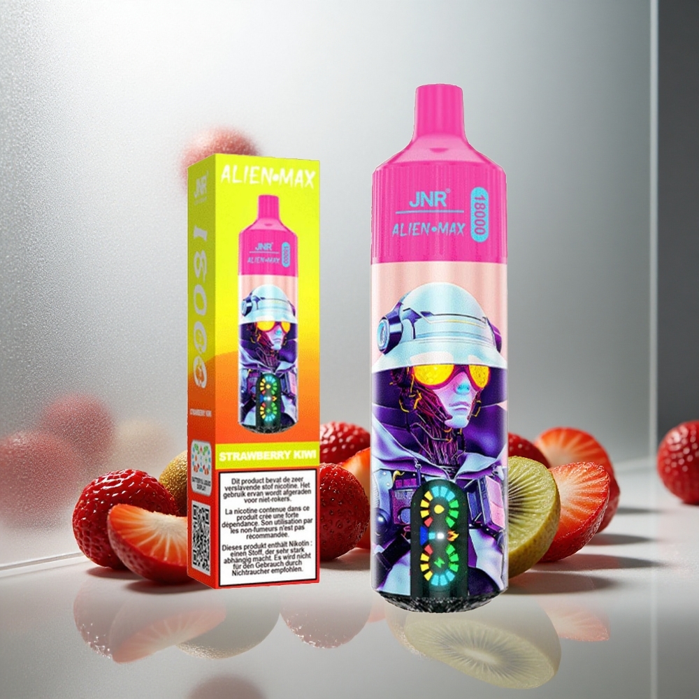 JNR Alien Max 18000 Puffs Enkratna E-cigareta Jagoda-Kivi s 28ml E-tekočine in Hitrim Polnjenjem Type-C