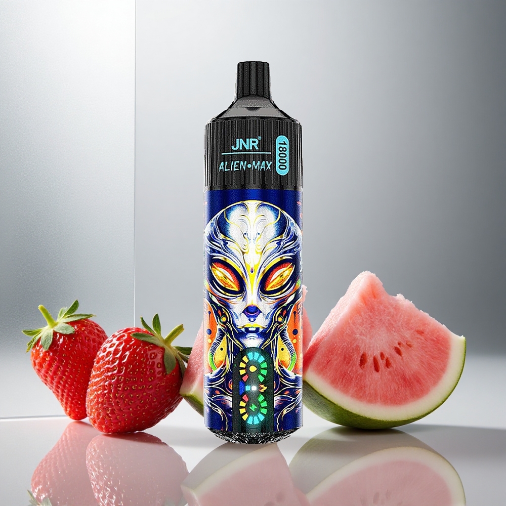 JNR Alien Max 18000 Puffs Enkratna E-cigareta Jagoda-Lubenica-Žvečilni Gumij (Pametni LED prikaz, Dvojna mrežna tuljava, 850mAh)