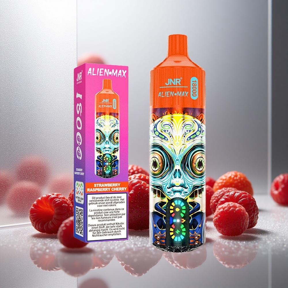 JNR Alien Max 18000 Puffs Enkratna E-cigareta Jagoda Malina Češnja s Smart LED zaslonom in 28ml E-tekočine