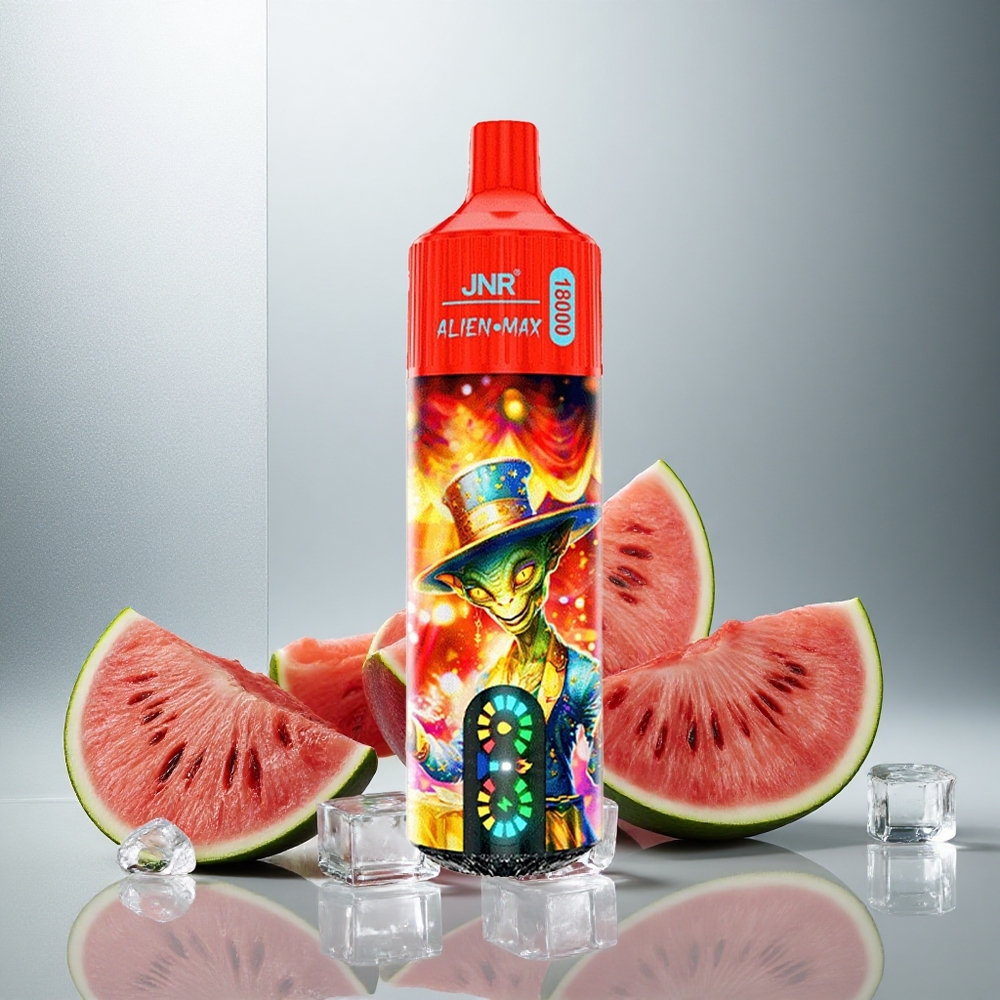 JNR Alien Max 18000 Puffs Enkratna E-cigareta Lubenica Led z LED zaslonom in 28ml tekočine