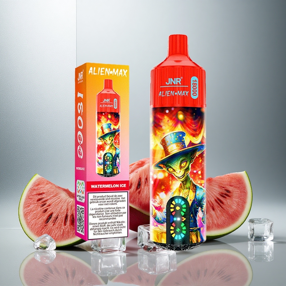 JNR Alien Max 18000 Puffs Enkratna E-cigareta Lubenica Led z LED zaslonom in 28ml tekočine