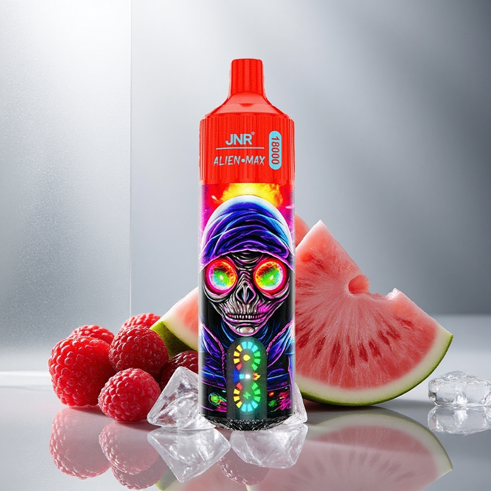 JNR Alien Max 18000 Puffs Enkratna E-cigareta Malina Lubenika Led z LED zaslonom in 850mAh baterijo