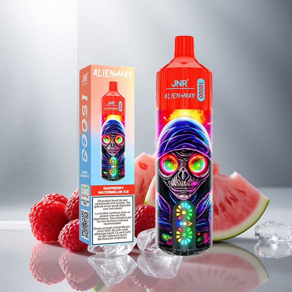 JNR Alien Max 18000 Puffs Enkratna E-cigareta Malina Lubenika Led z LED zaslonom in 850mAh baterijo