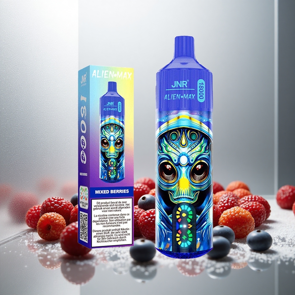 JNR Alien Max 18000 Puffs Enkratna E-cigareta Mešane Jagode s Pametnim LED Zaslonom in Hitrim Polnjenjem Type-C