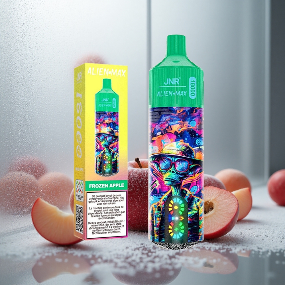 JNR Alien Max 18000 Puffs Enkratna E-cigareta Zmrzlo Jabolko z LED zaslonom in 28ml tekočine