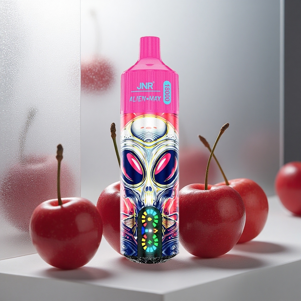JNR Alien Max 18000 Puffs Enkratna E-cigareta Češnja-Berry s Smart LED Display in Dvojna mrežasta tuljava