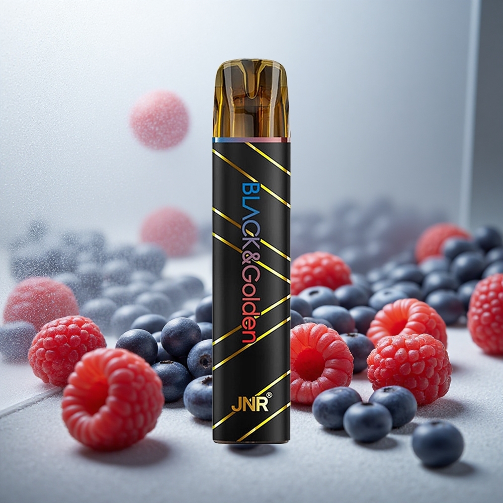 JNR Black&Golden 600+200 Pufi Enkratna E-cigareta Borovnica-Kisla Malina 800 Pufov 2ml