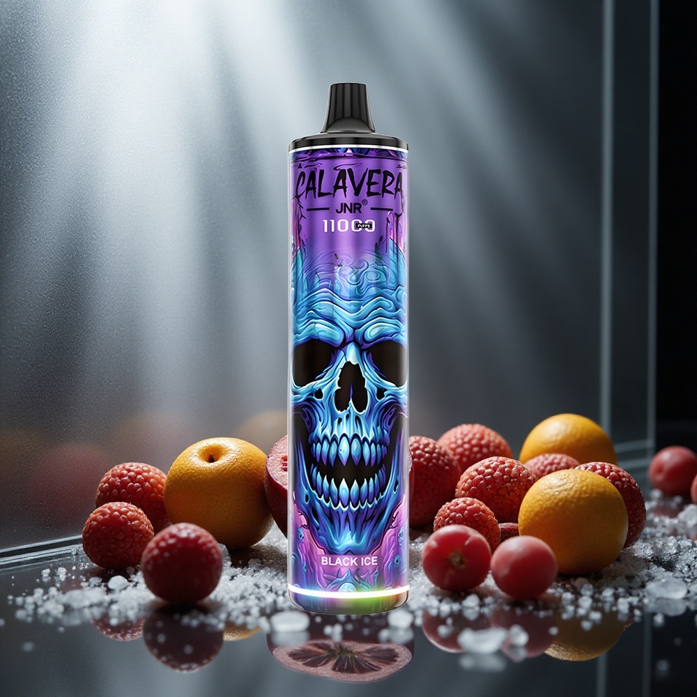 JNR Calavera 11000 Puf Enkratna E-cigareta Črni Led z Type-C Polnjenjem in 21ml E-tekočine