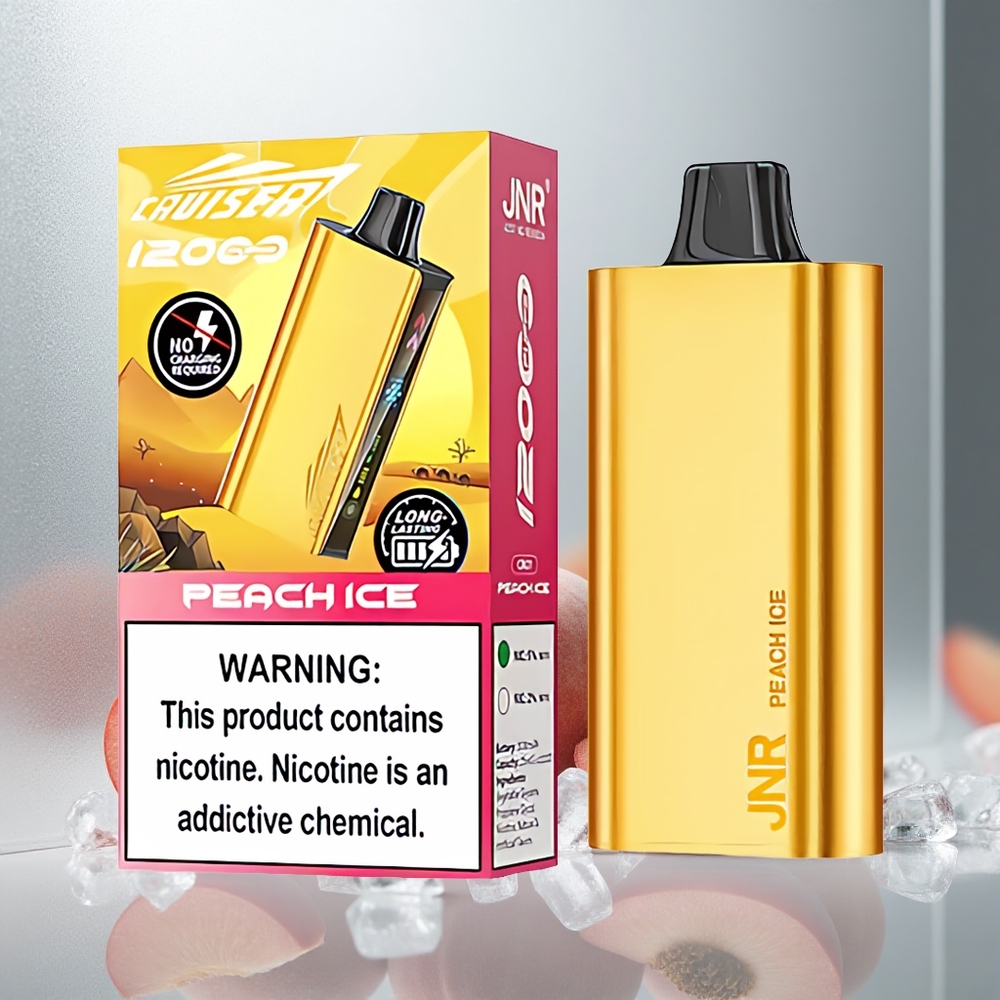 JNR Cruiser 12000 Pufov Enkratna E-cigareta Brez Polnjenja Breskev Led s 3500 mAh Baterijo in Dvojna mrežasta tuljava