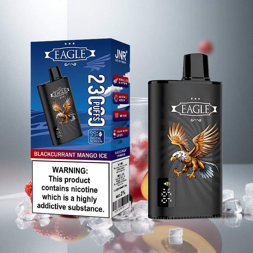 JNR EAGLE Smart 23000 Potegov Enkratna E-cigareta Črni ribez mango led z digitalnim zaslonom in nastavljivim zračnim tokom