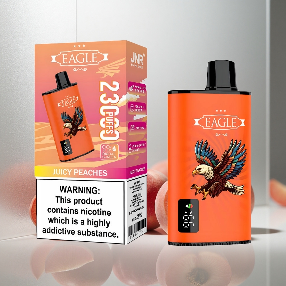 JNR EAGLE Smart 23000 Puf Enkratna E-cigareta Sočne Breskve z Digitalnim Zaslonom in 25ml E-tekočine