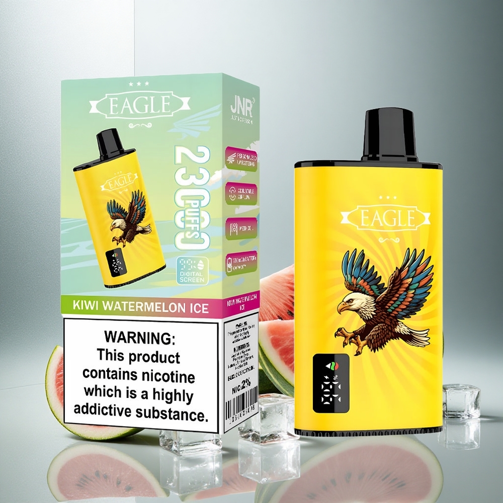 JNR EAGLE Smart 23000 Puff Enkratna E-cigareta Kiwi Lubenica Led z Digitalnim Zaslonom in Nastavljivim Pretokom Zraka