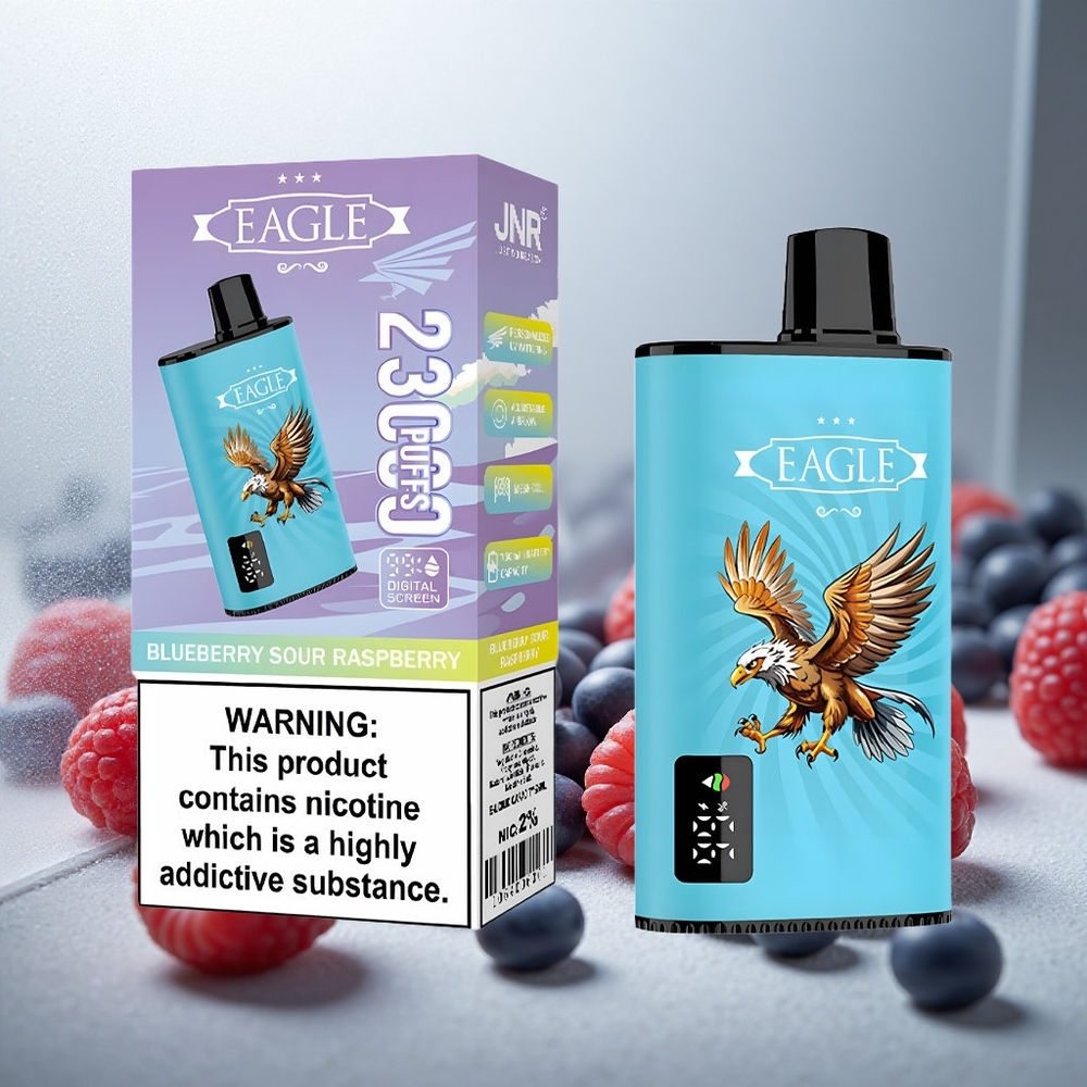 JNR EAGLE Smart 23000 Puffov Enkratna E-cigareta Borovnica-Kisla Malina z Digitalnim Zaslonom in 1.0ohm Mesh Coil