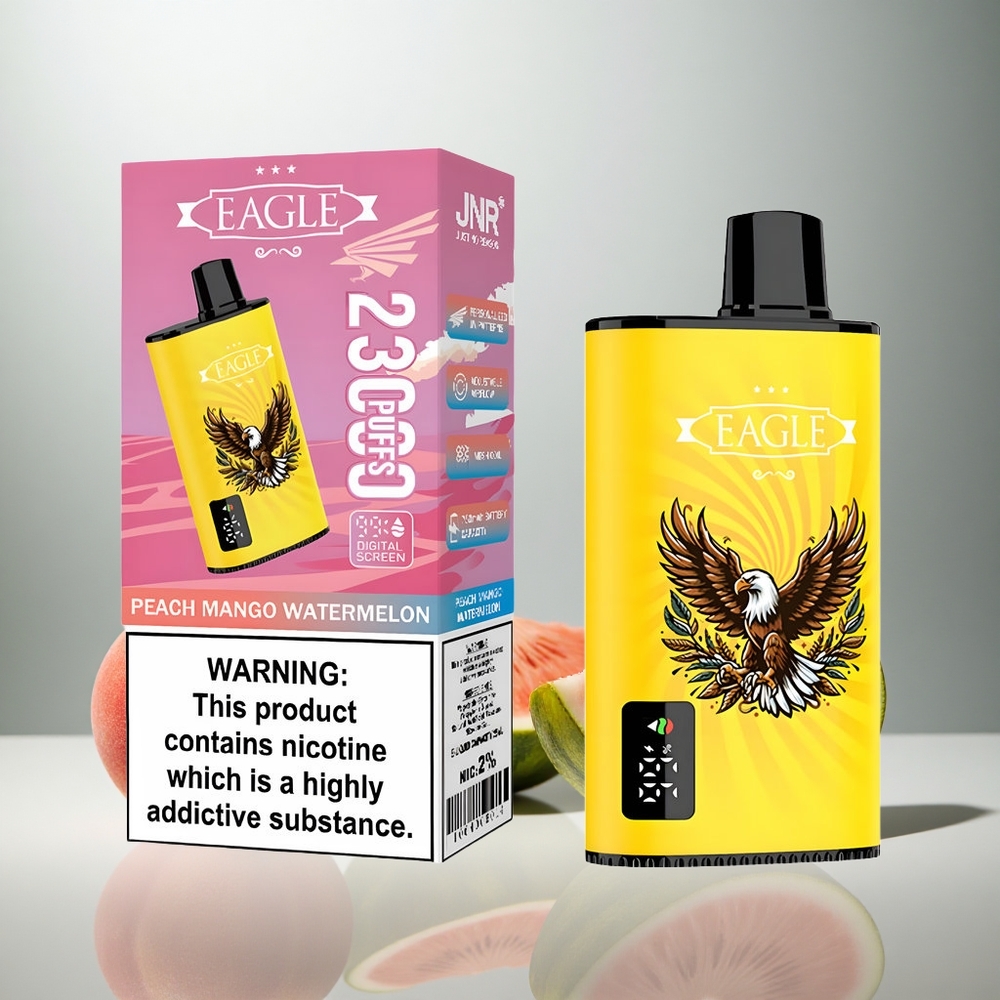 JNR EAGLE Smart 23000 Puffov Enkratna E-cigareta Breskva Mango Lubenica z Digitalnim Zaslonom in 1.0ohm Mesh Coil