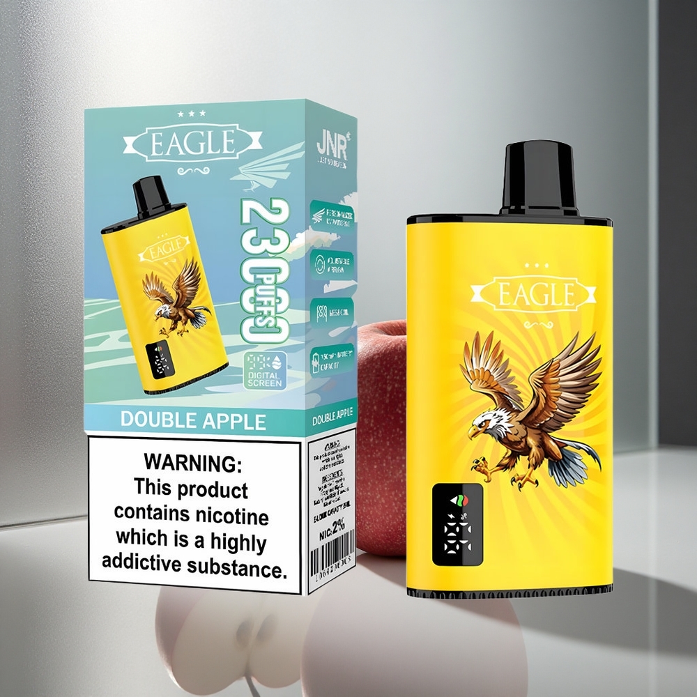 JNR EAGLE Smart 23000 Puffov Enkratna E-cigareta Dvojno Jabolko z Digitalnim Zaslonom in Nastavljivim Zračnim Tokom
