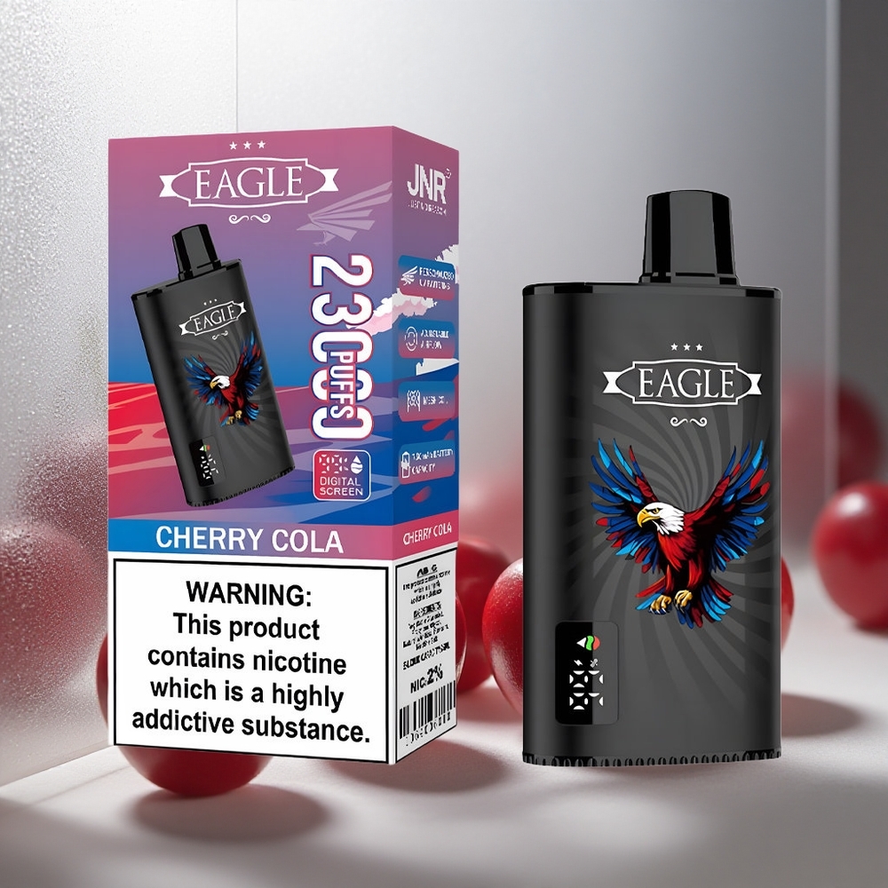 JNR EAGLE Smart 23000 Puffov Enkratna E-cigareta Češnjeva Kola z Digitalnim Zaslonom in 1,0ohm Mesh Coil