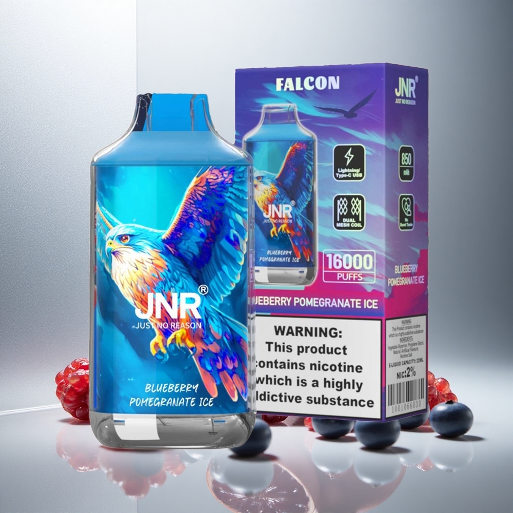 JNR Falcon 16000 Puffs Enkratna E-cigareta Borovnica Granatni Led 850 mAh 22 ml