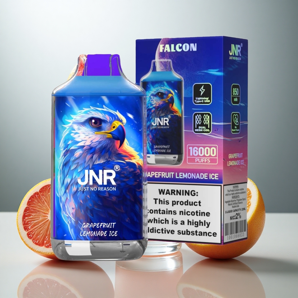 JNR Falcon 16000 Puffs Enkratna E-cigareta Grenivka Limonada Led 850 mAh 22ml