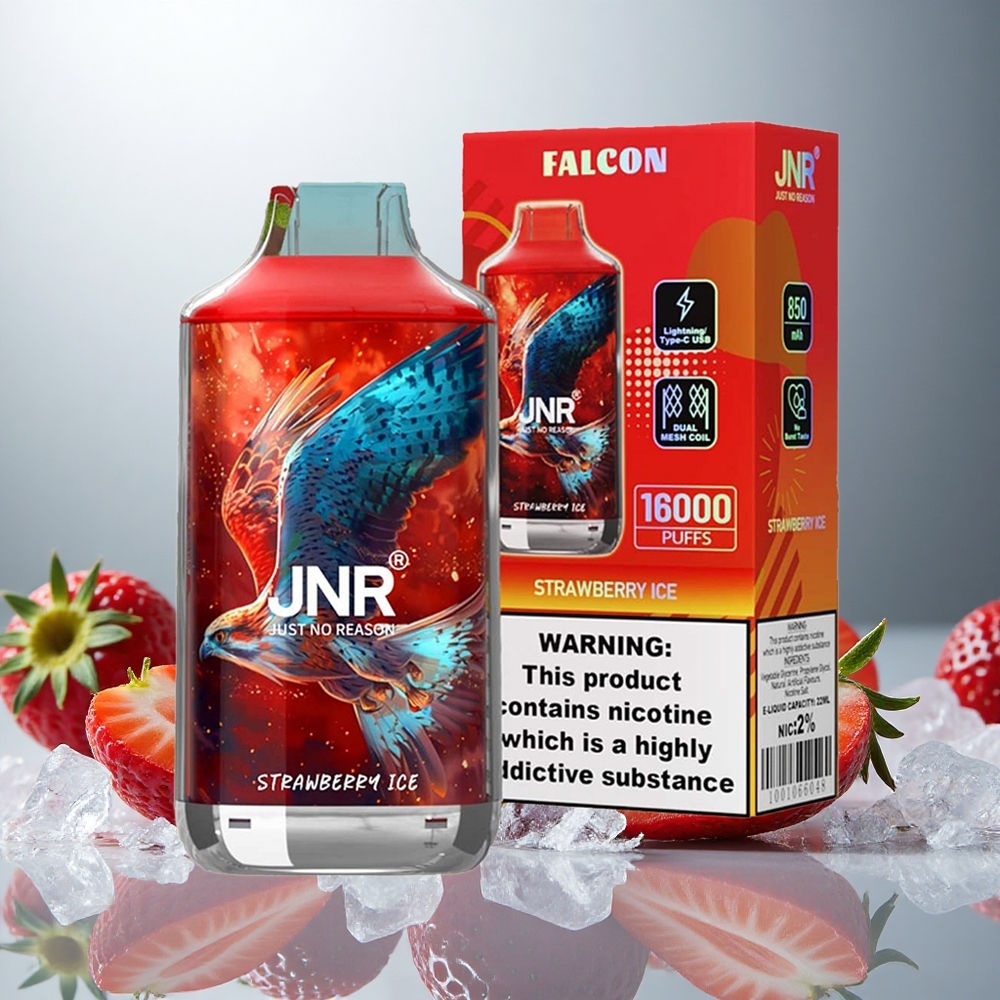 JNR Falcon 16000 Puffs Enkratna E-cigareta Jagodni Led z 22ml E-tekočine in 850 mAh Baterijo