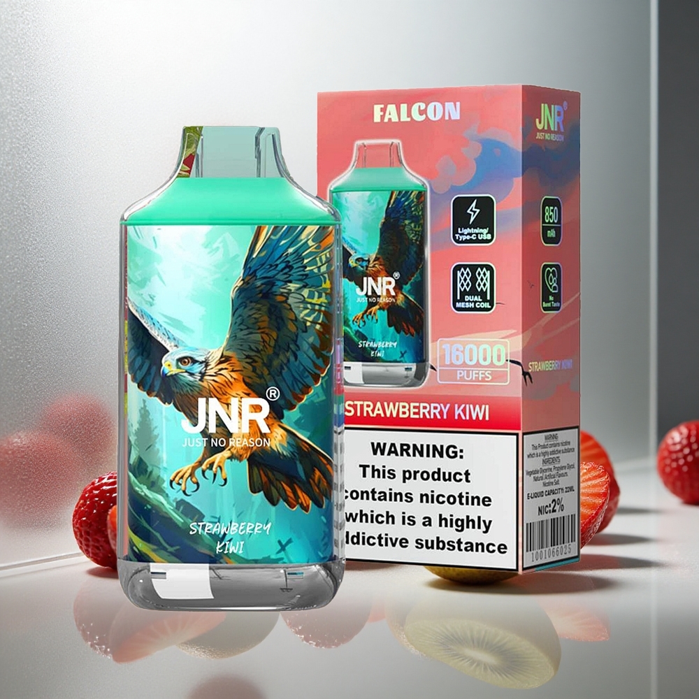 JNR Falcon 16000 Puffs Enkratna Vape Jagoda-Kivi z 22ml E-tekočine in 850 mAh Baterijo