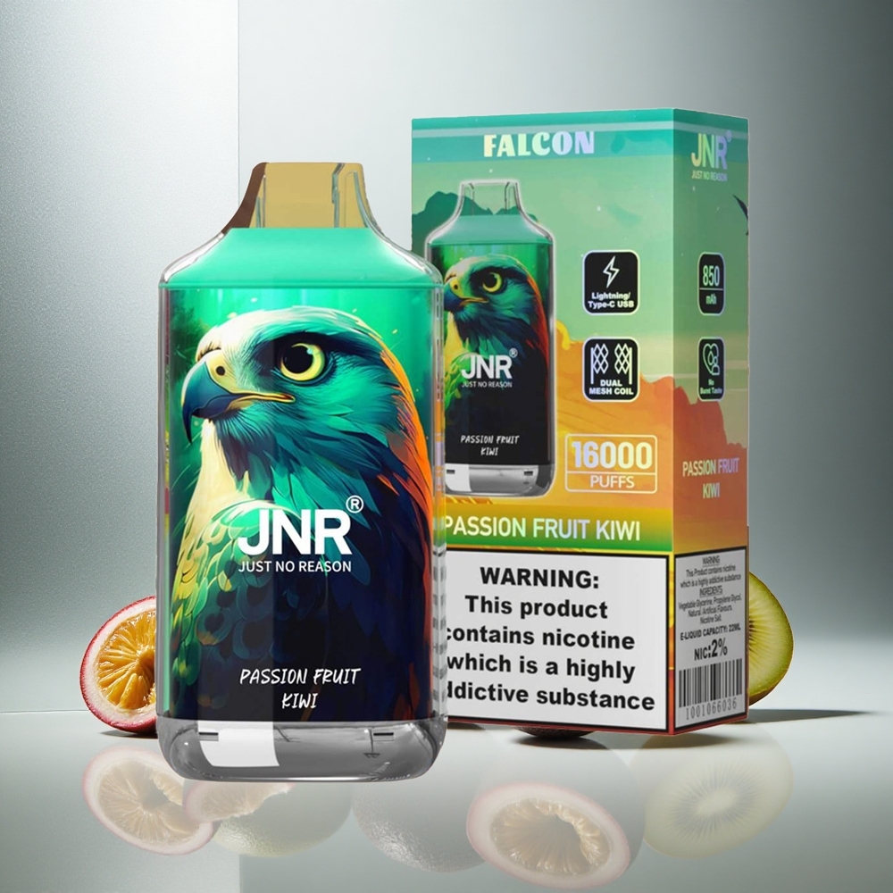 JNR Falcon 16000 Pufov Enkratna Vape Pasijonka Kivi z 22ml E-tekočine in 850 mAh Baterijo