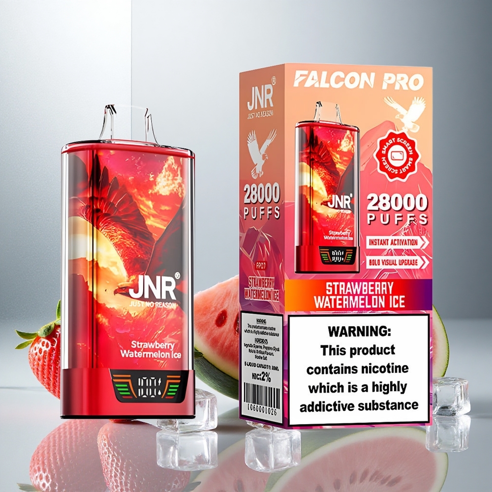 JNR Falcon Pro 28000 Enkratna E-cigareta Jagoda Lubenica Led z 30ml E-tekočine in 28000 Puffi