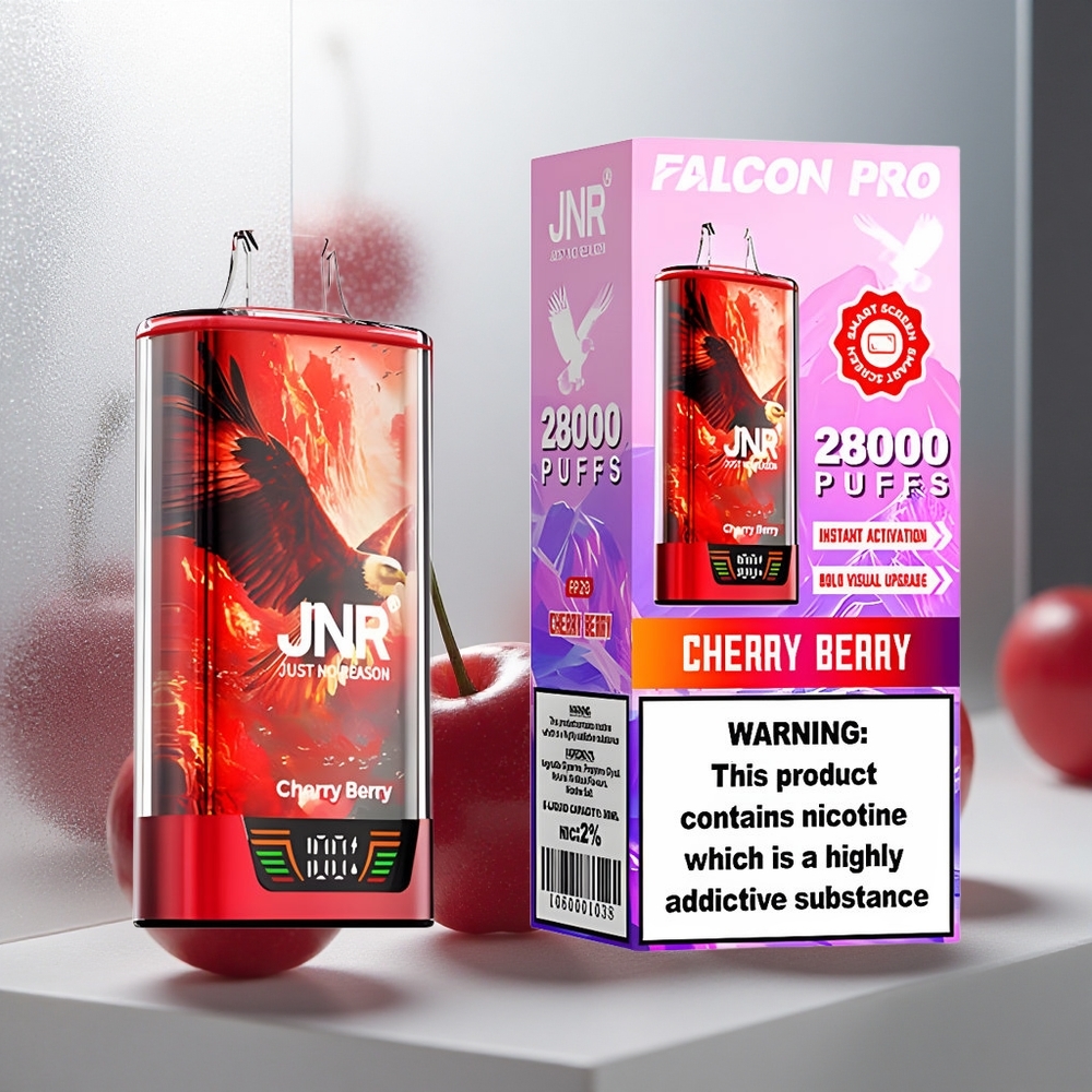 JNR Falcon Pro 28000 Enkratna E-cigareta Češnja-Berry, 30ml Polnjenje, 28000 Potegov