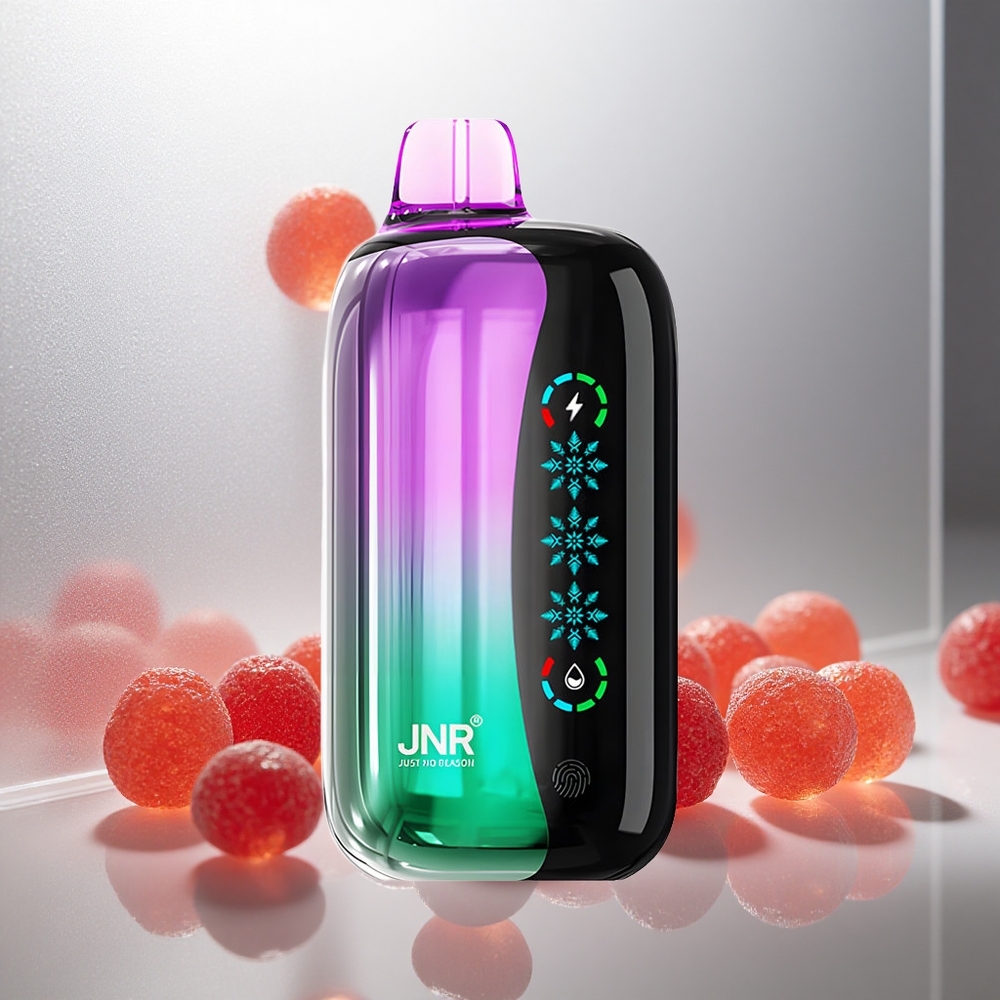 JNR Flex Ice 21000 Pofov Enkratna E-cigareta Kisli Češnjevi Gumiji z Nastavljivim Ledom in 26ml E-tekočine