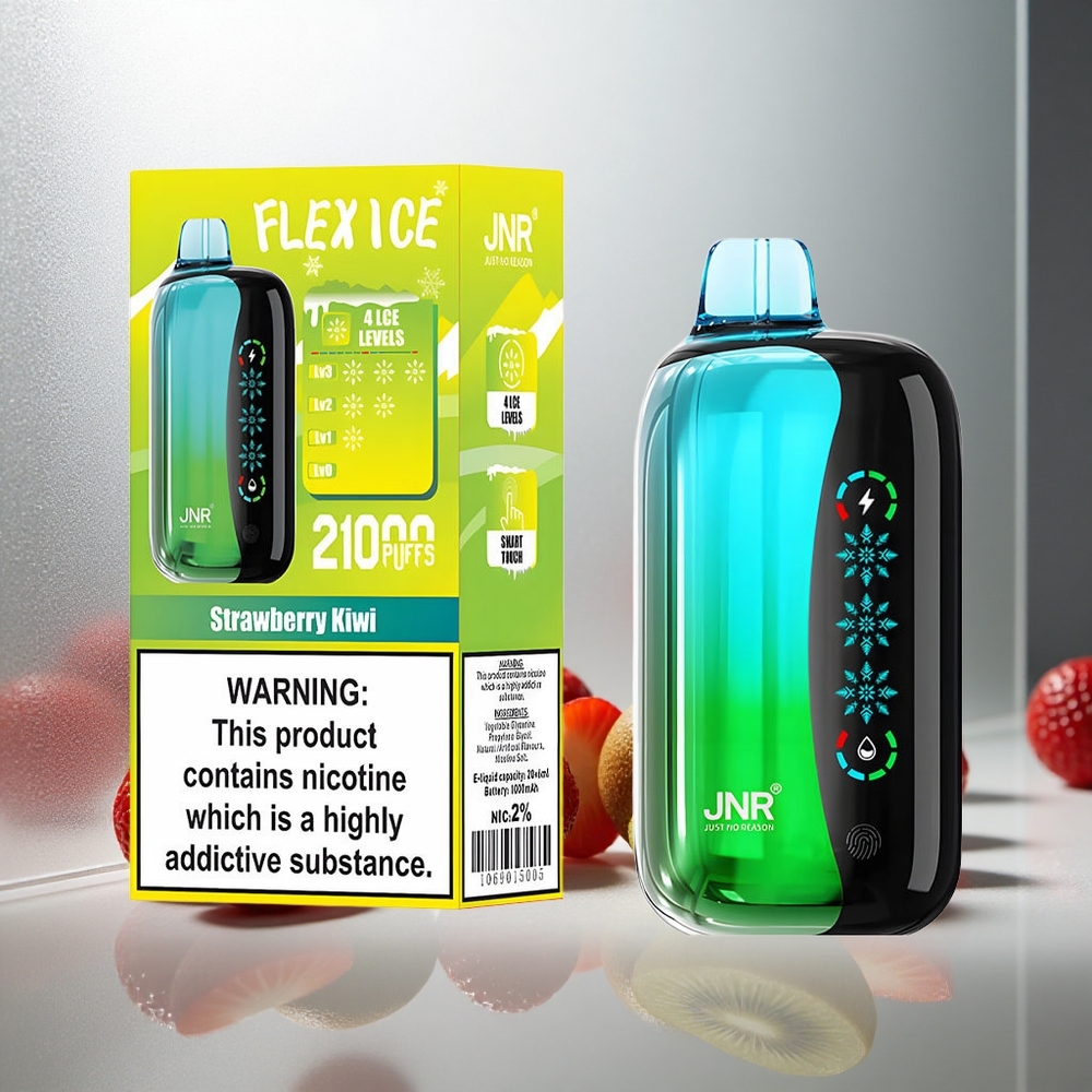 JNR Flex Ice 21000 Puff Enkratna E-cigareta Jagoda-Kivi z 26ml E-tekočine in Nastavljivim Zrakotokom