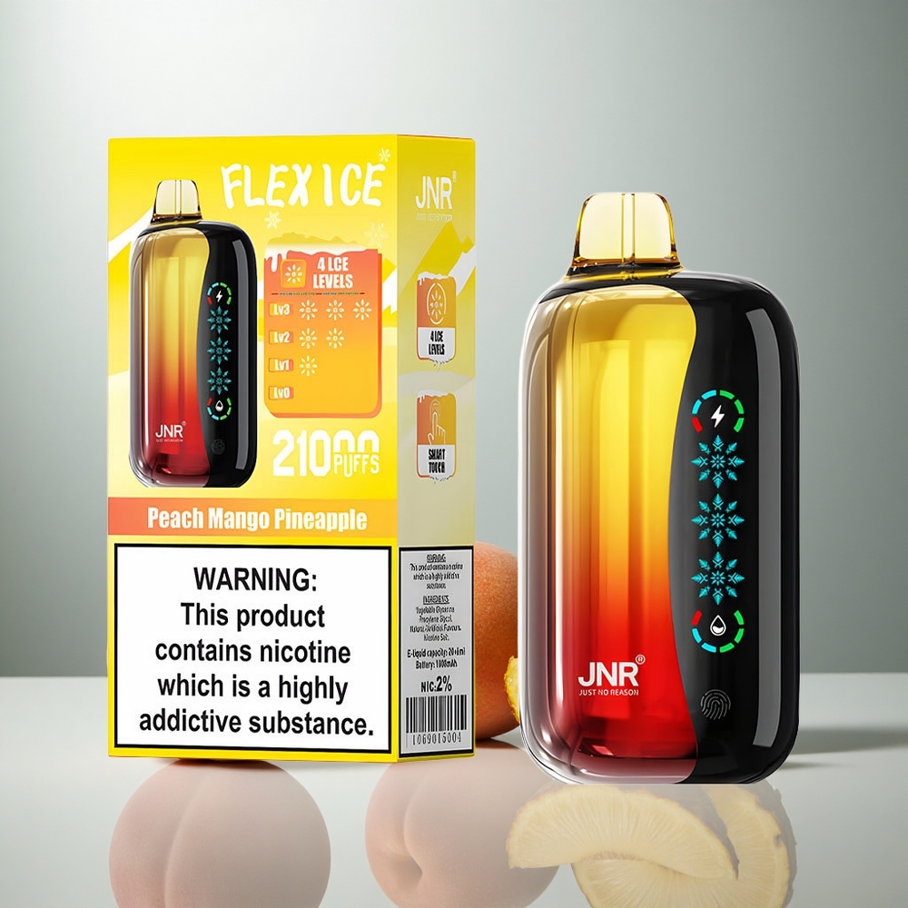 JNR Flex Ice 21000 Puffi Enkratna E-cigareta Breskva Mango Ananas z Nastavljivo Ledeno Hlajenje in 26ml E-tekočine