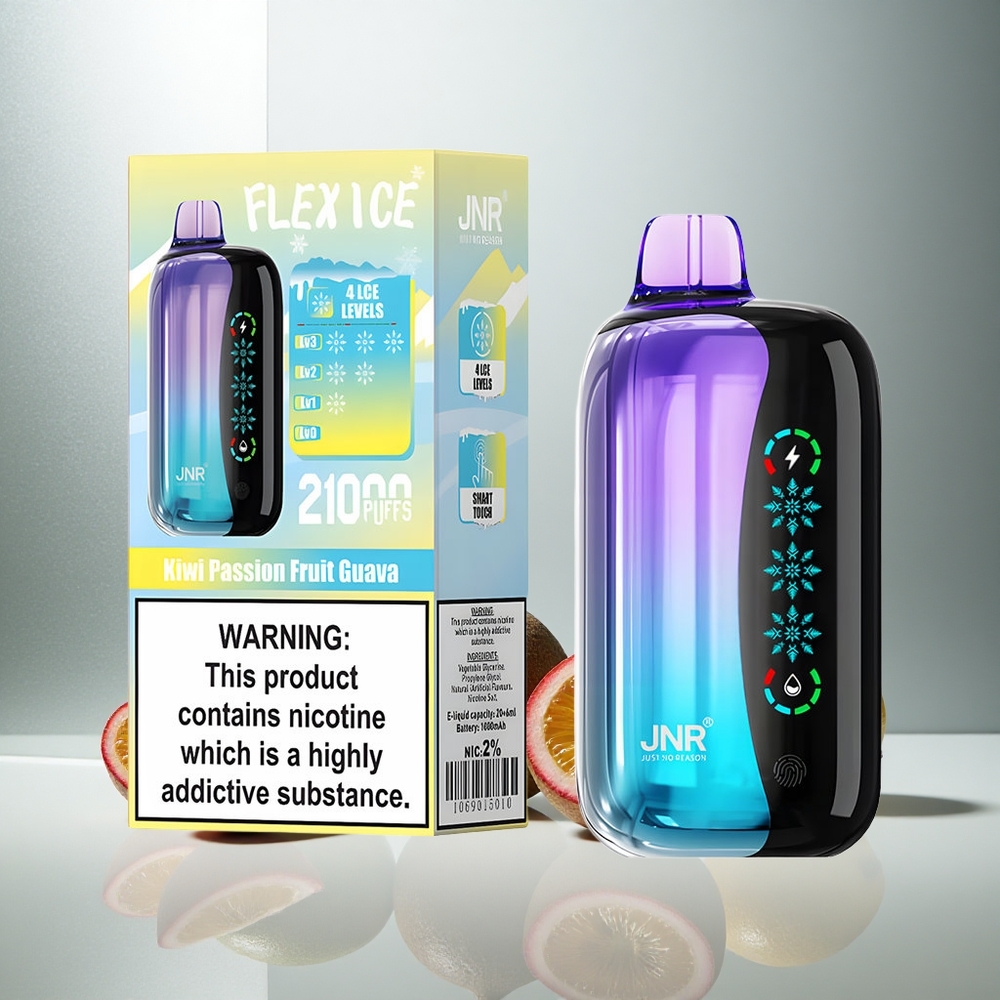 JNR Flex Ice 21000 Puffi Enkratna Vape Kivi Pasijonka Guava Nastavljiv Led 26ml