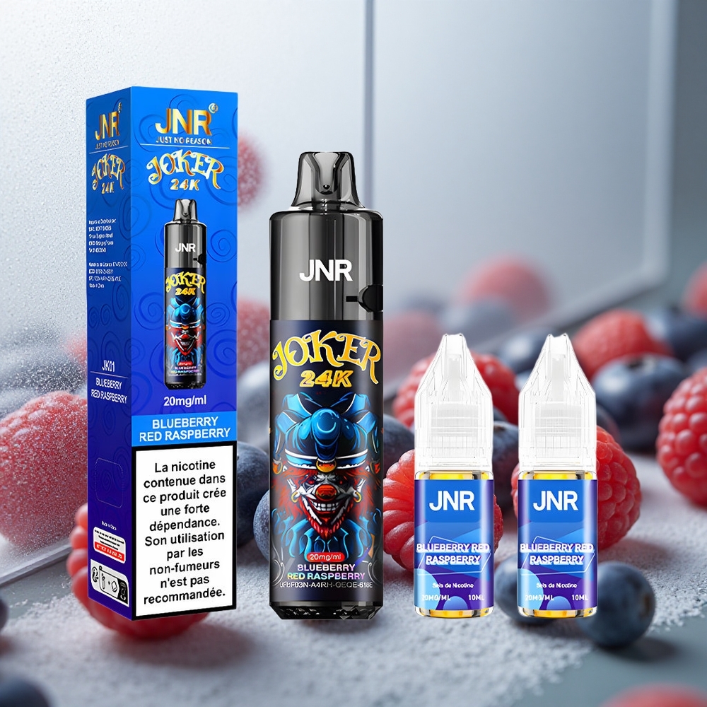 JNR Joker 24K Puffs Disposable Vape Borovnica Rdeča Malina 10ml Ponovno Polnjeno 800mAh