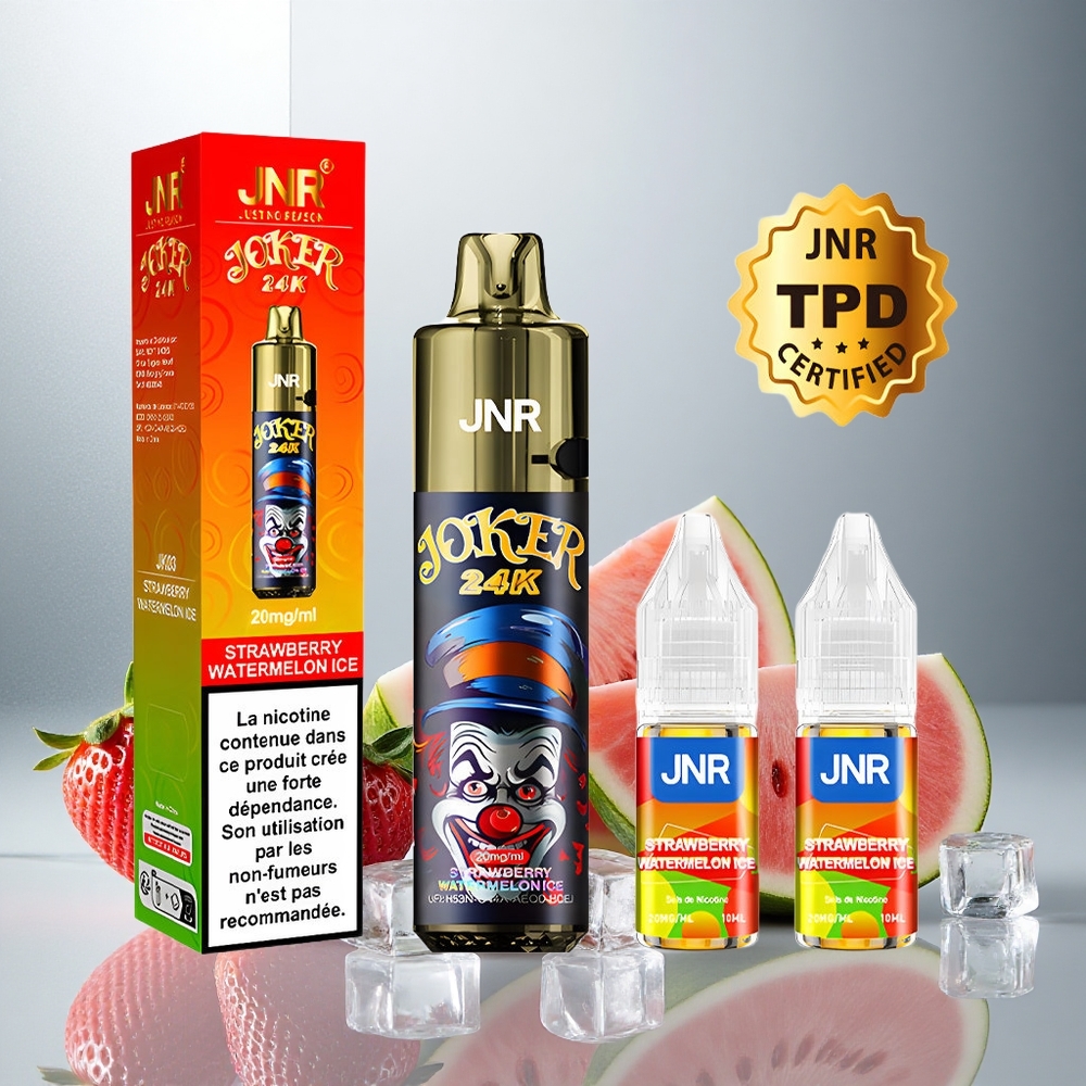 JNR Joker 24K Puffs Enkratna E-cigareta Jagoda lubenica led s 2+10ml polnjenjem in 800mAh baterijo
