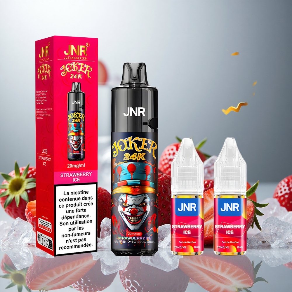 JNR Joker 24K Puffs Enkratna E-cigareta Jagodni Led z 800mAh Baterijo in 10ml Polnjenjem