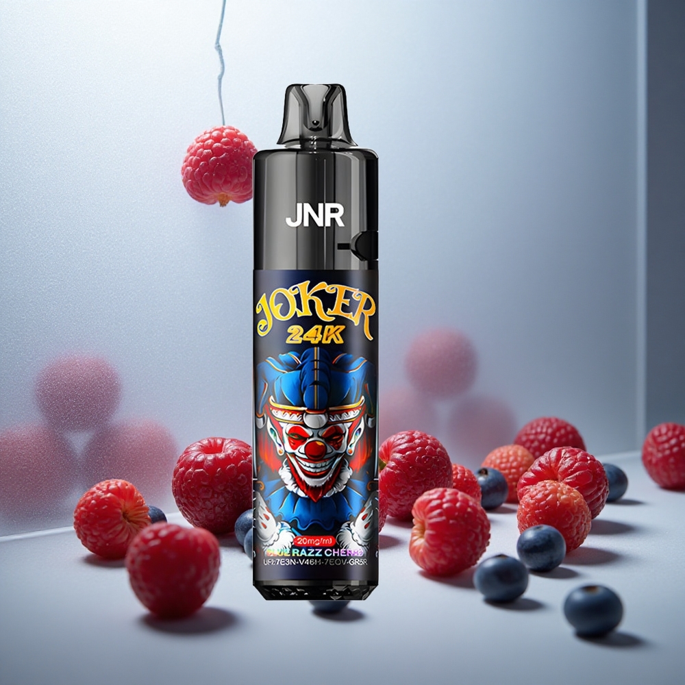 JNR Joker 24K Pufi Enkratna E-cigareta Modra Malina Češnja z 800mAh Baterijo in 2% Nikotina