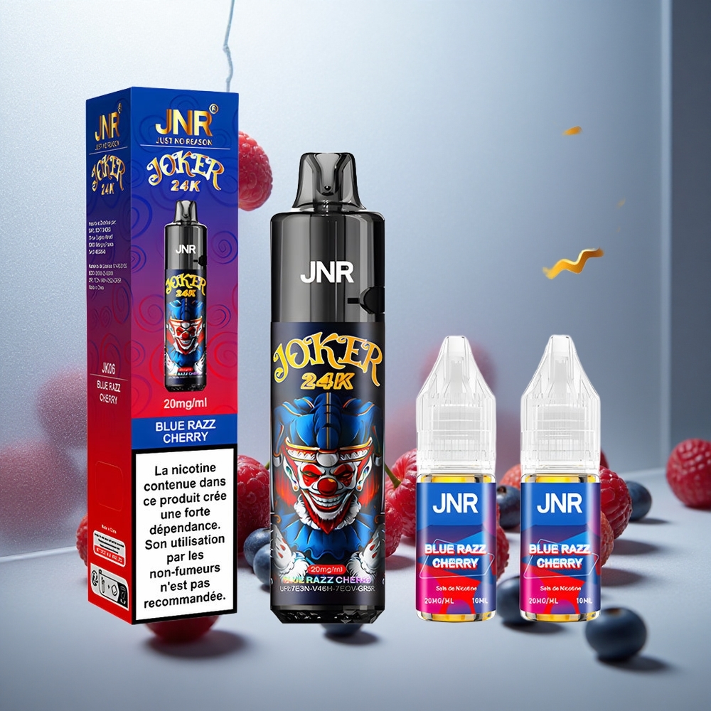 JNR Joker 24K Pufi Enkratna E-cigareta Modra Malina Češnja z 800mAh Baterijo in 2% Nikotina