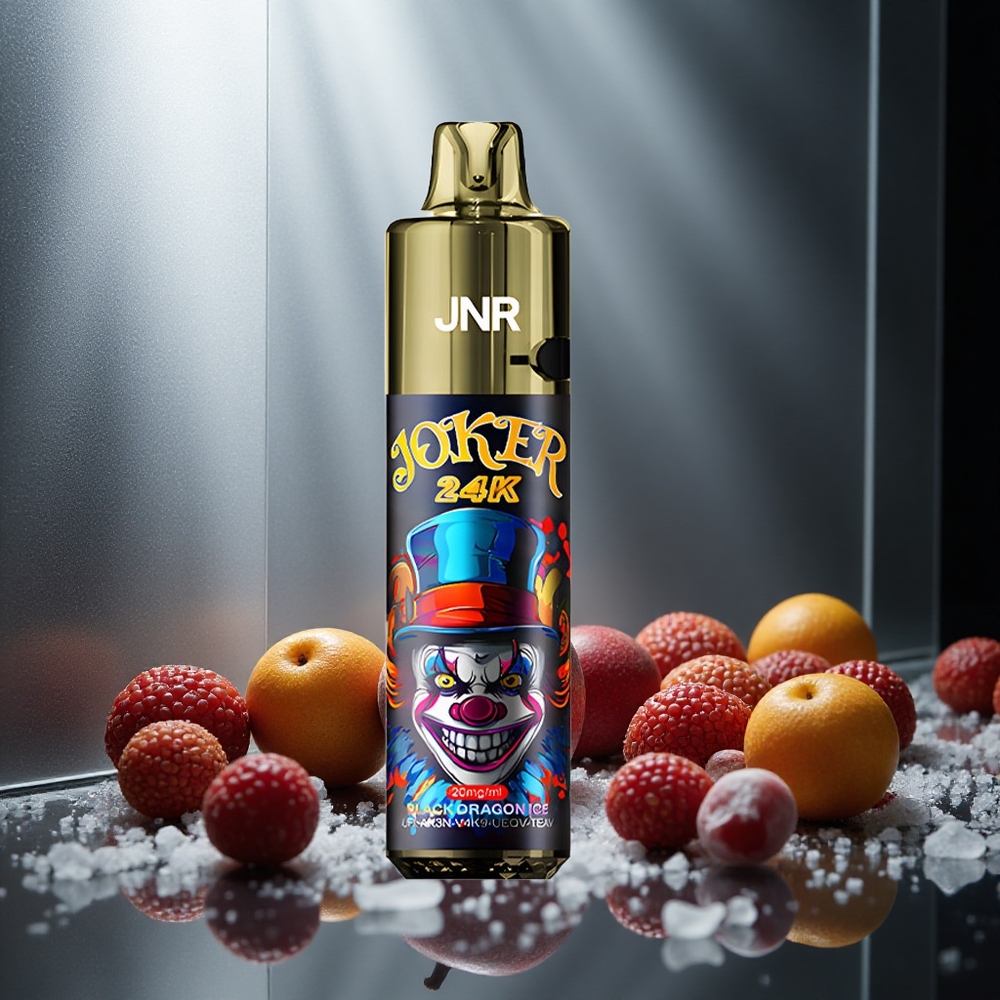 JNR Joker 24K Pufi Enkratna E-cigareta Črni Zmaj Led z Vidno Raven E-tekočine in 800mAh Baterija